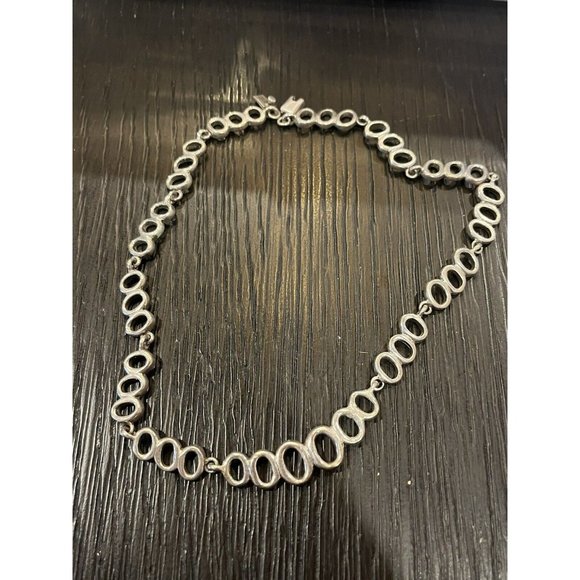 Vintage Sterling Silver Chunky Chain Circle Necklace 925 - Picture 1 of 6